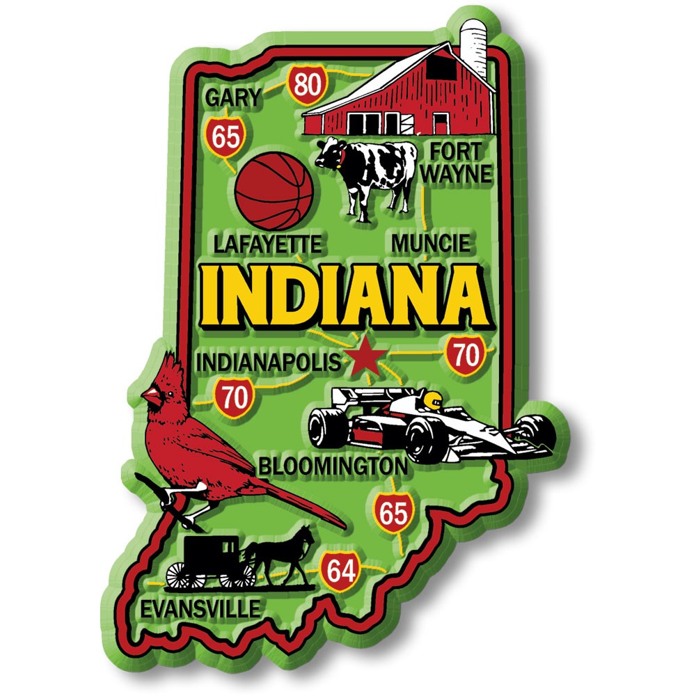 Indiana Colorful State Magnet by Classic Magnets, 2.5\