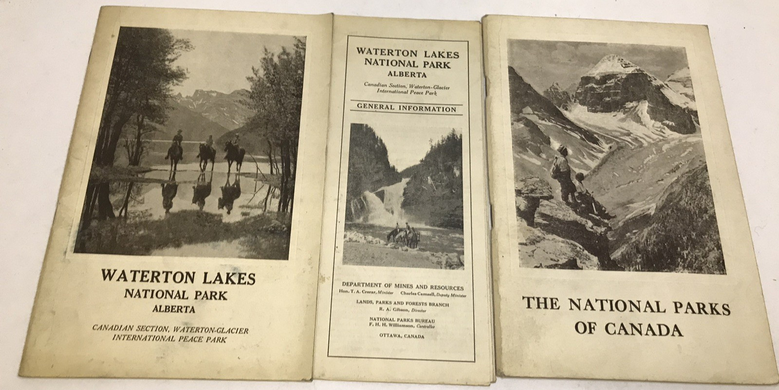 1937 1938 Canada National Parks Brochure Lot Waterton Lakes INTACT FOLD OUT MAP