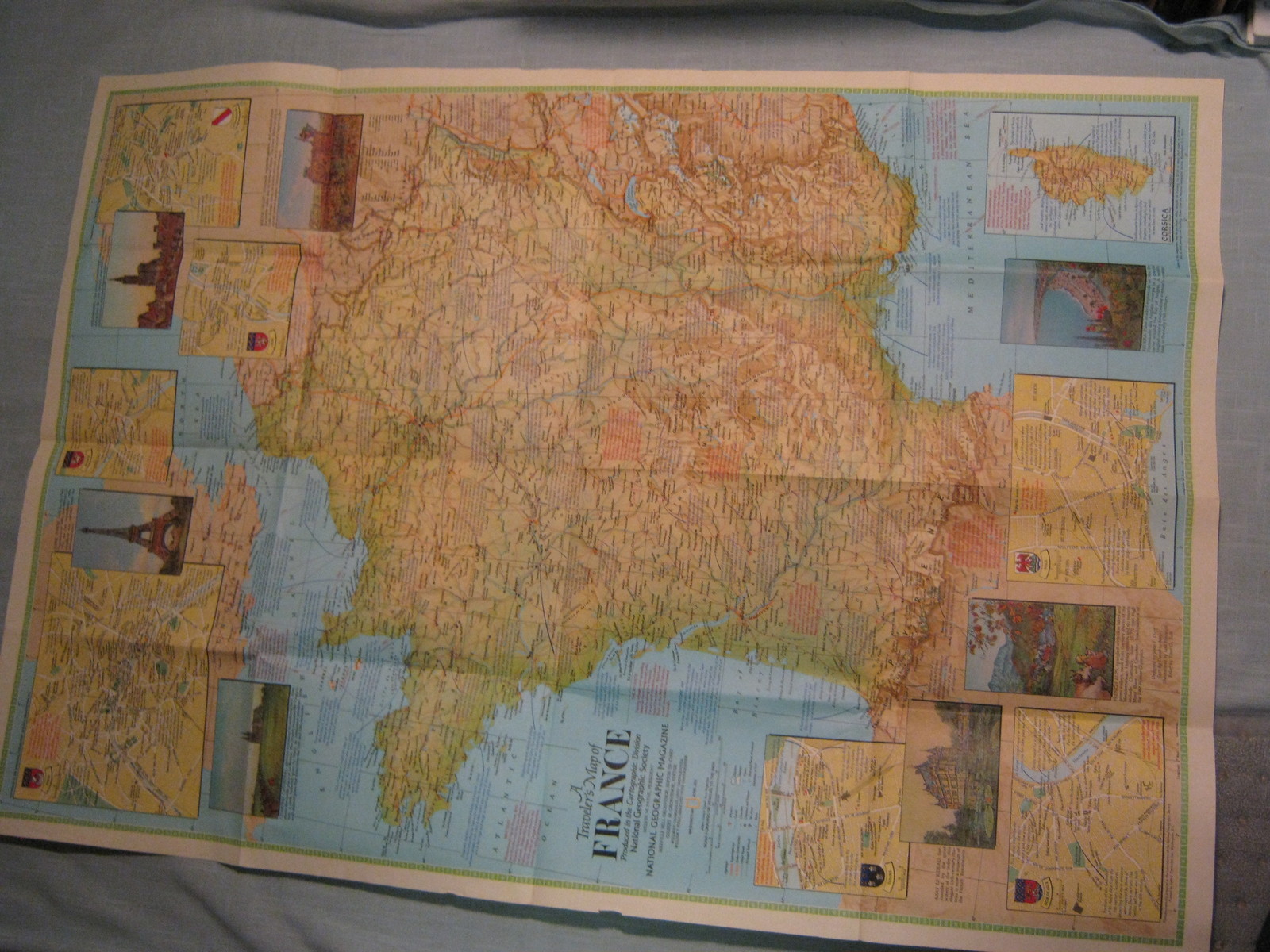 VINTAGE TRAVELER\'S MAP OF FRANCE National Geographic June 1971
