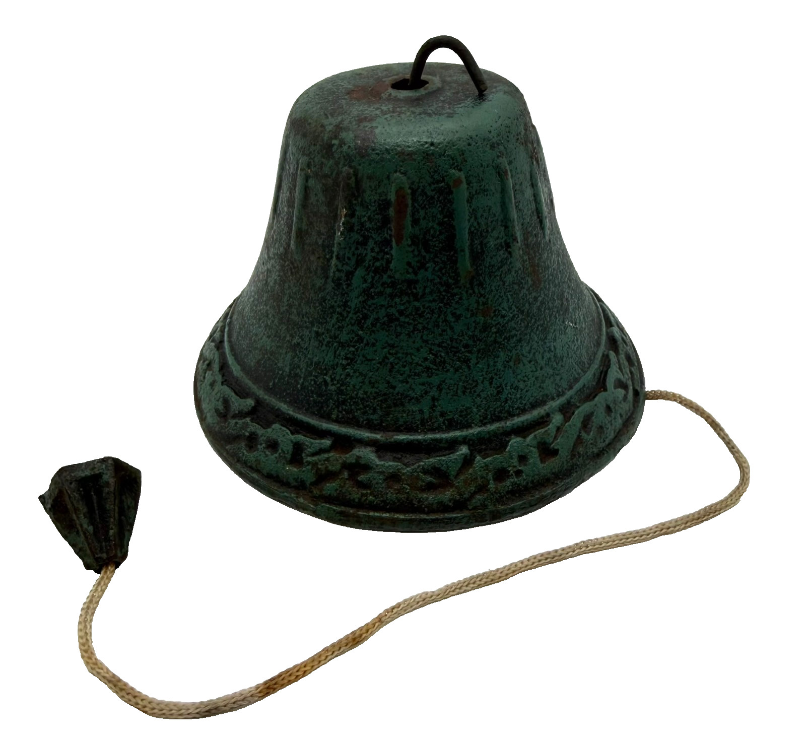 Vintage Green Cast Iron Bell Rustic Country Farmhouse Cottagcore
