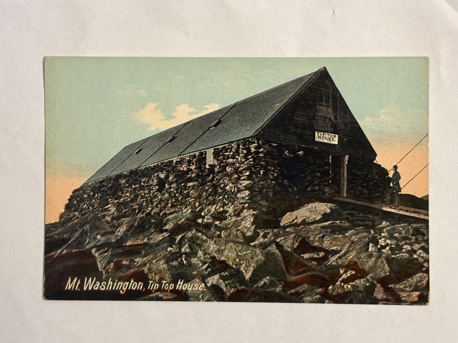 Vintage Postcard Mt Mount Washington Summit Tip Top House New Hampshire NH