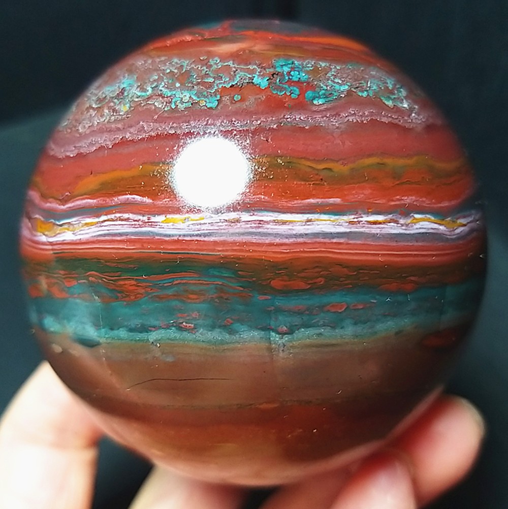 RARE 419.6g Natural Polished Orbicular Ocean Jasper Sphere Reiki Healing A5052