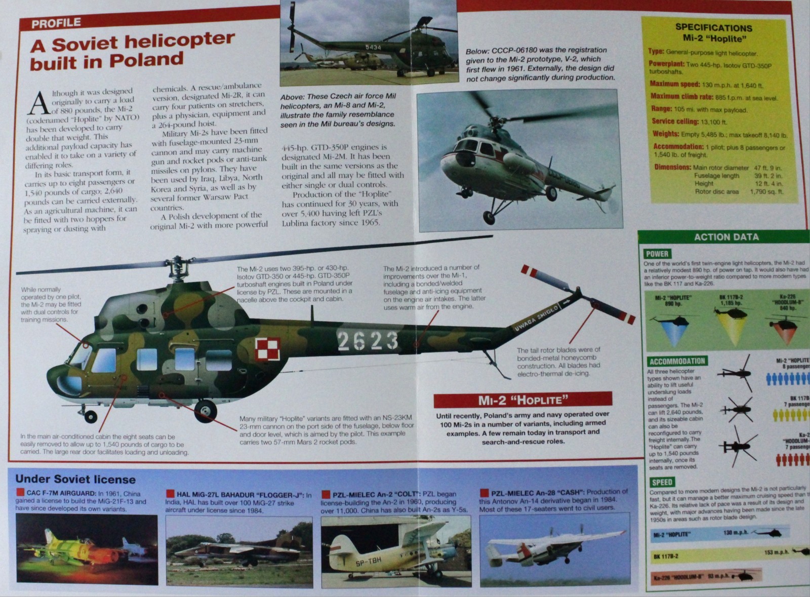 Mi-2 Mi 2 Hoplite Helicopter Picture Brochure Pamphlet Vtg Out of Print Sheet 