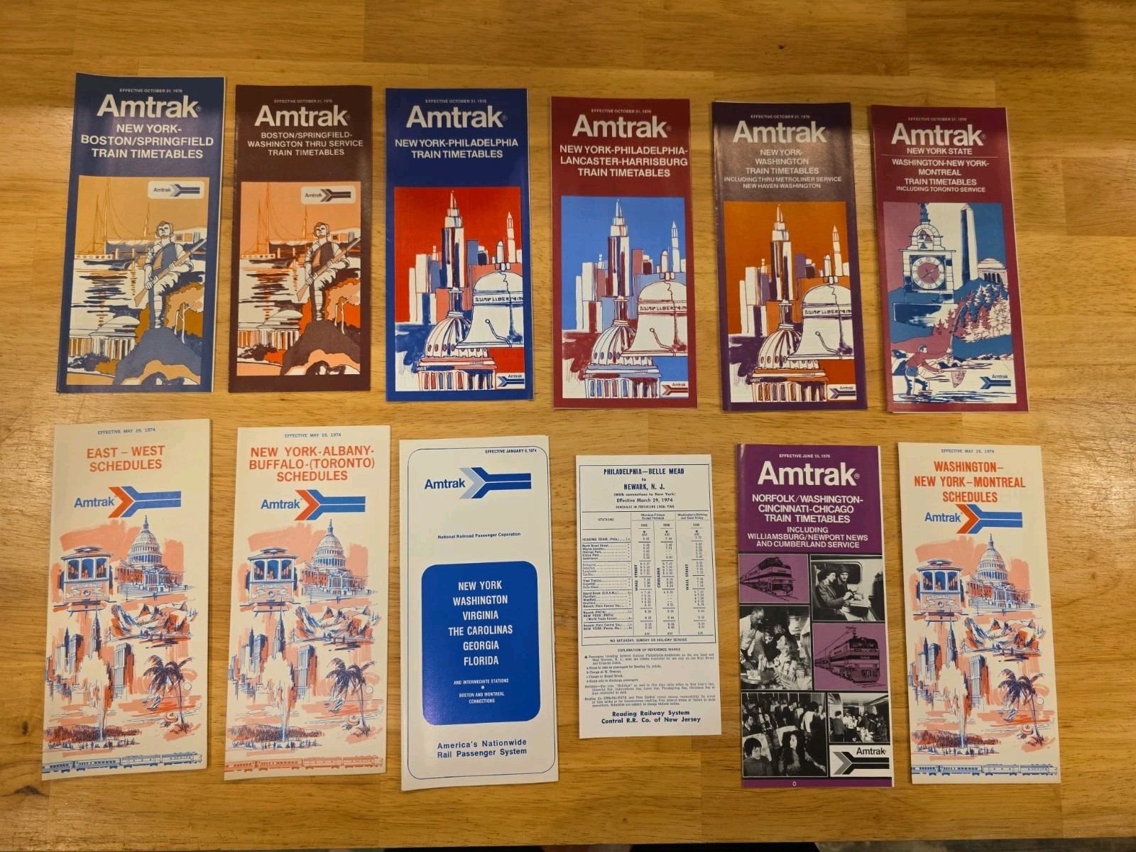 Lot Of 12 1970s Amtrak Timetables