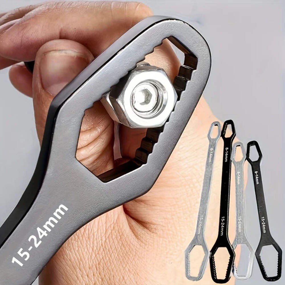 1pc Universal Double Ended Wrench, Self-Tightening 3-17mm Screw Nuts Repair Wren