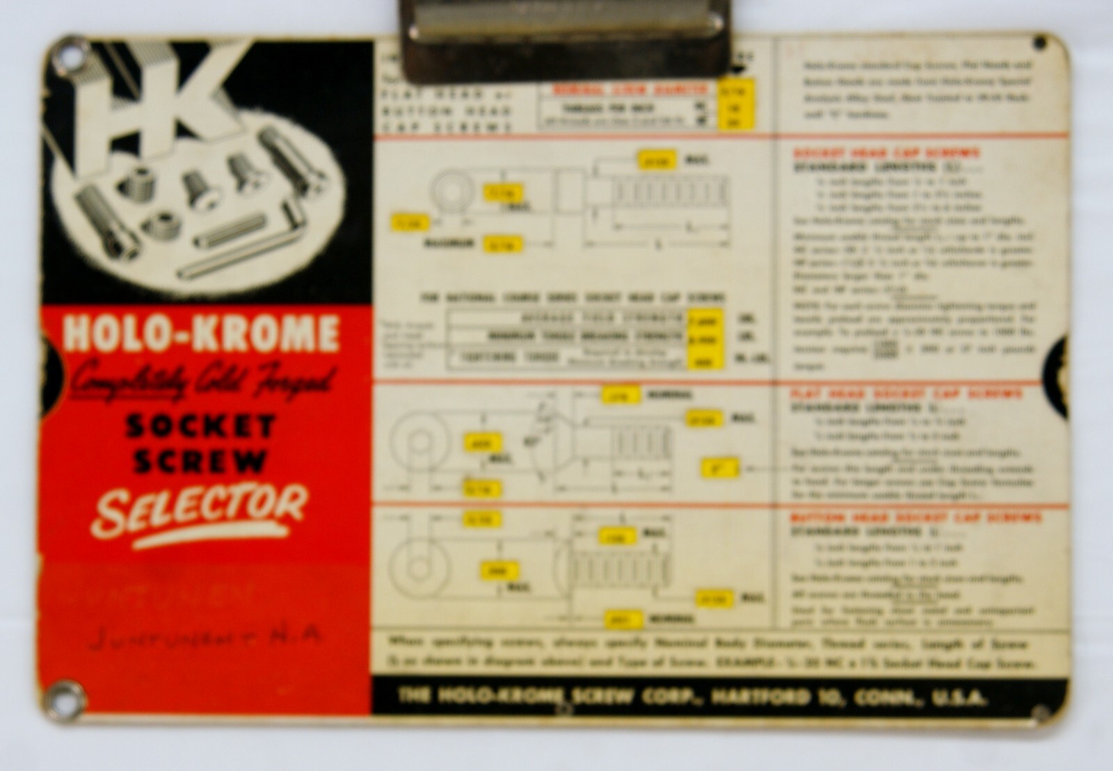 Vintage 1955 Holo-Krome Socket Screw Slide Selector 6439