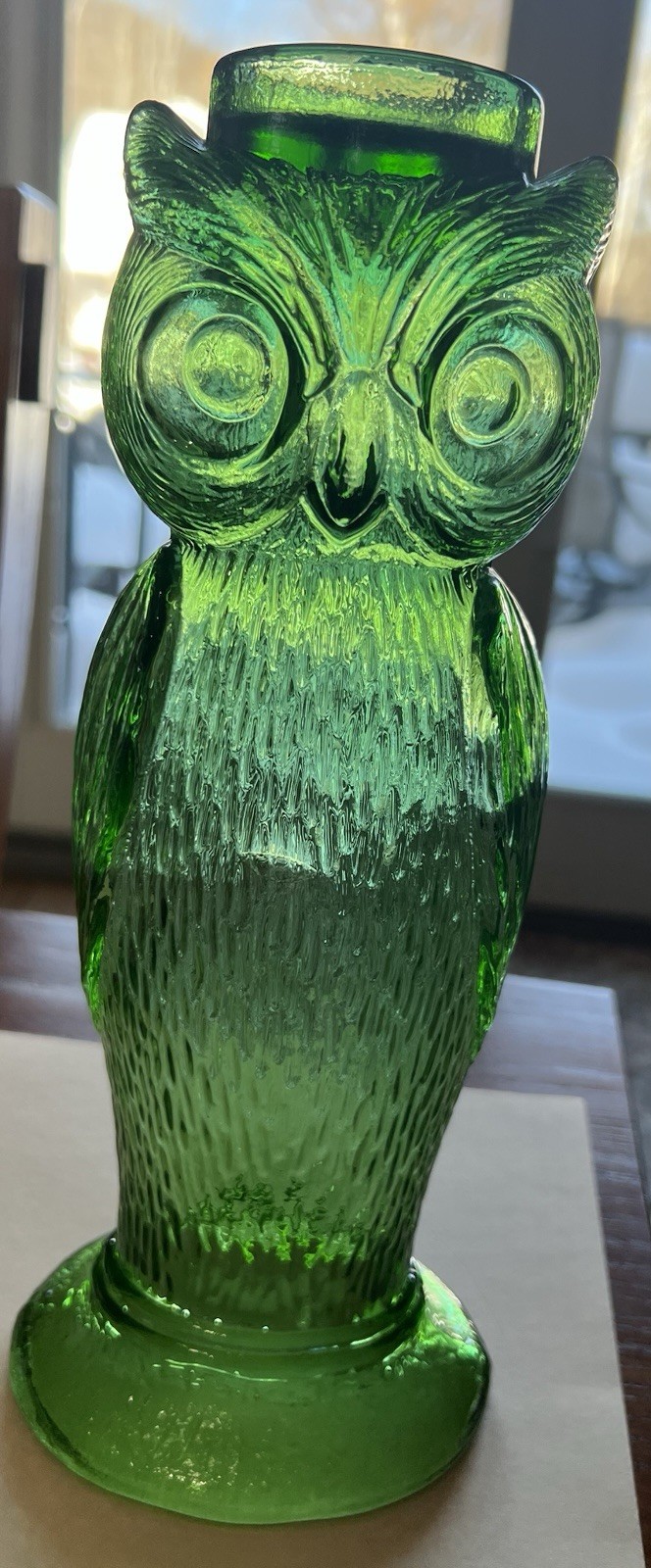 Vintage Emerald Green Owl Figurine 11-3/8” Tall