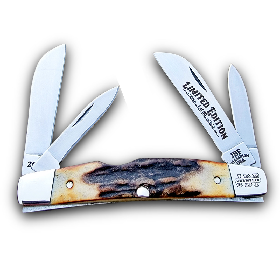 J.B.F. CHAMPLIN CUTLERY KNIVES USA 2026 GENUINE STAG HORN CONGRESS KNIFE 50 MADE
