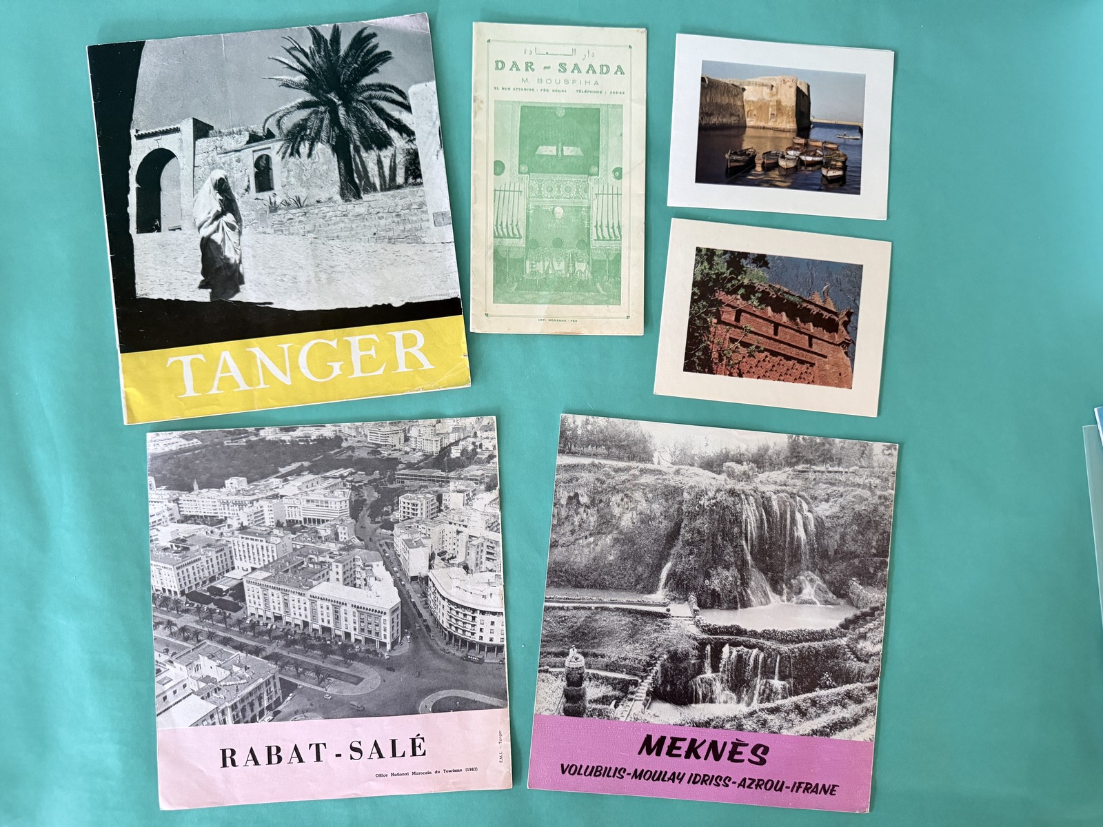 Vintage Morocco Travel Ephemera Lot Brochures Maps Tanger Rabat Meknes Fes Cards