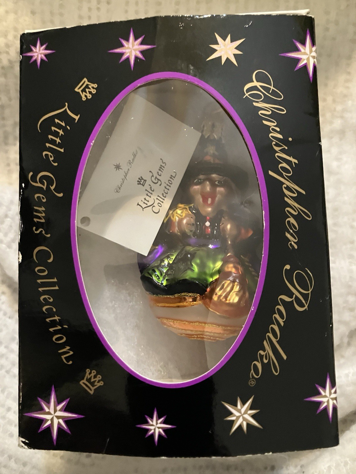 Christopher Radko 2001 “Snaggletooth Gem” Witch Glass Halloween-Ornament In Box