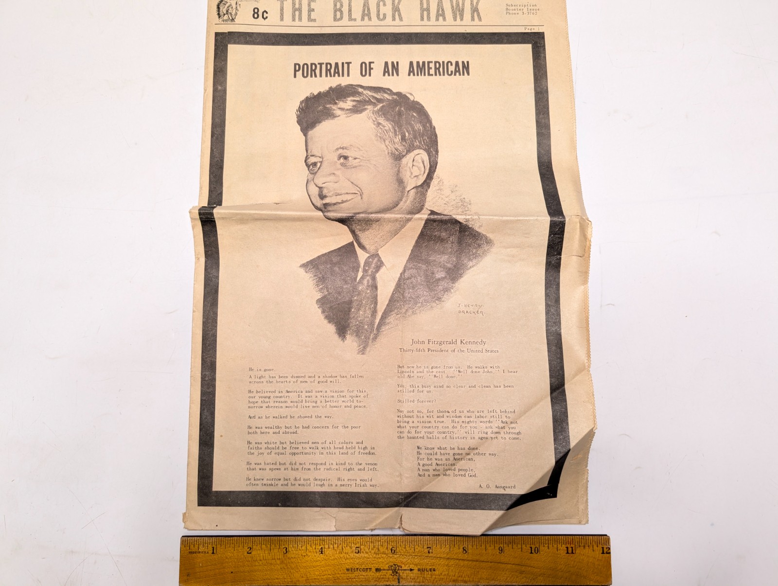 c1960s The Black Hawk Waterloo Iowa Newspaper JFK Memorial Sonny Liston Boxing
