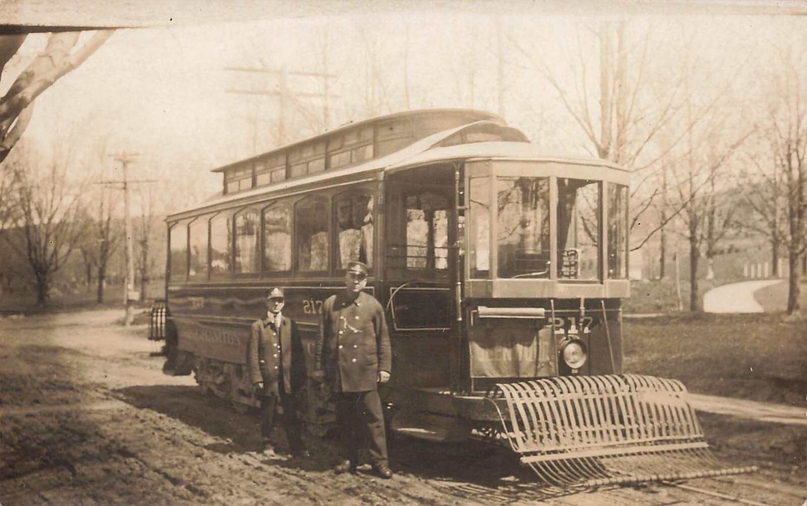 LP26  Binghamton New York Streetcar Glenwood #217 RPPC  Postcard