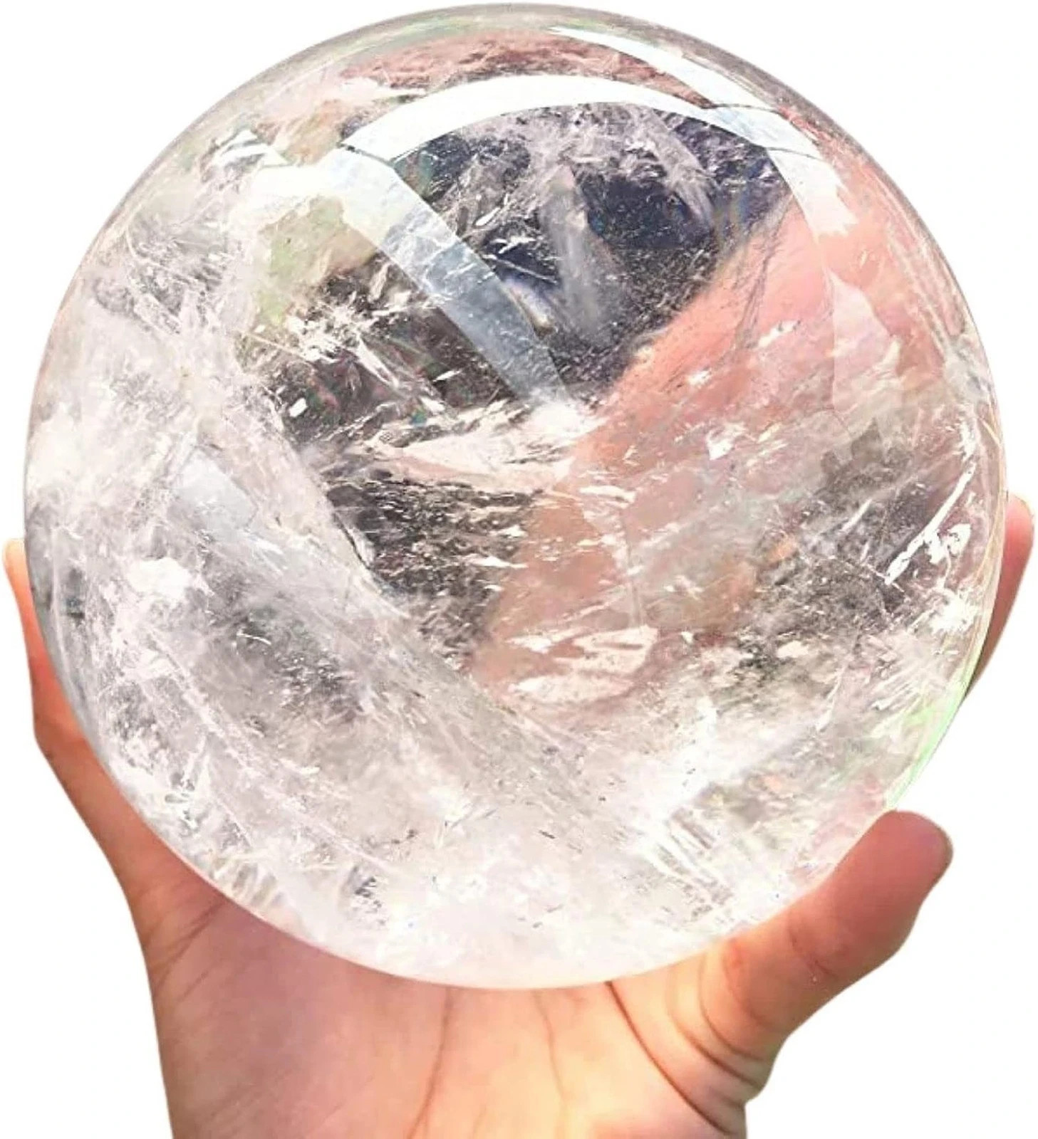 Natural Clear Quartz Crystal Ball,White Crystal Sphere Healing Crystal Ball w...