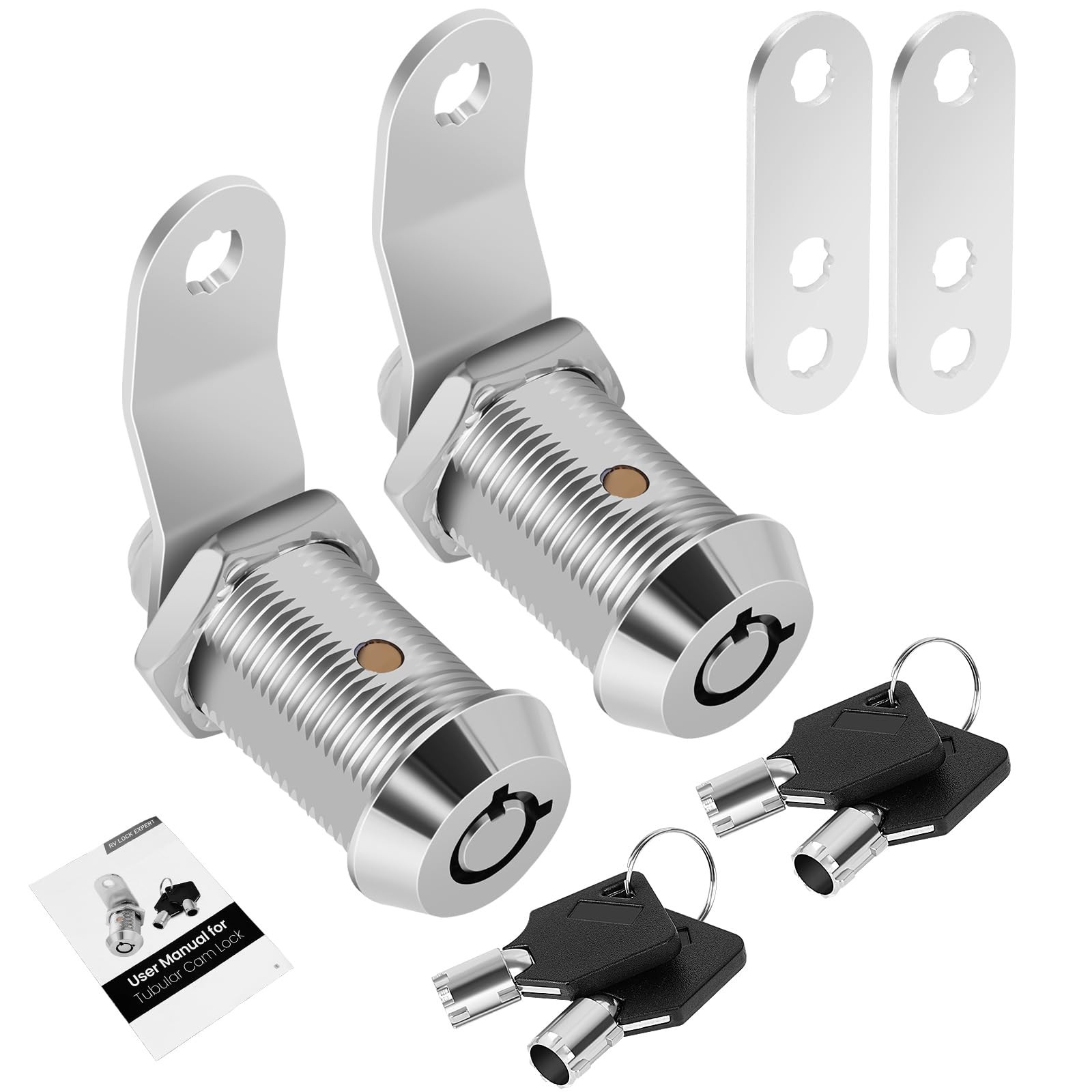 2 PCS Cabinet Lock With Keys 1 Inch RV Storage Cam Locks Keyed Alike Door