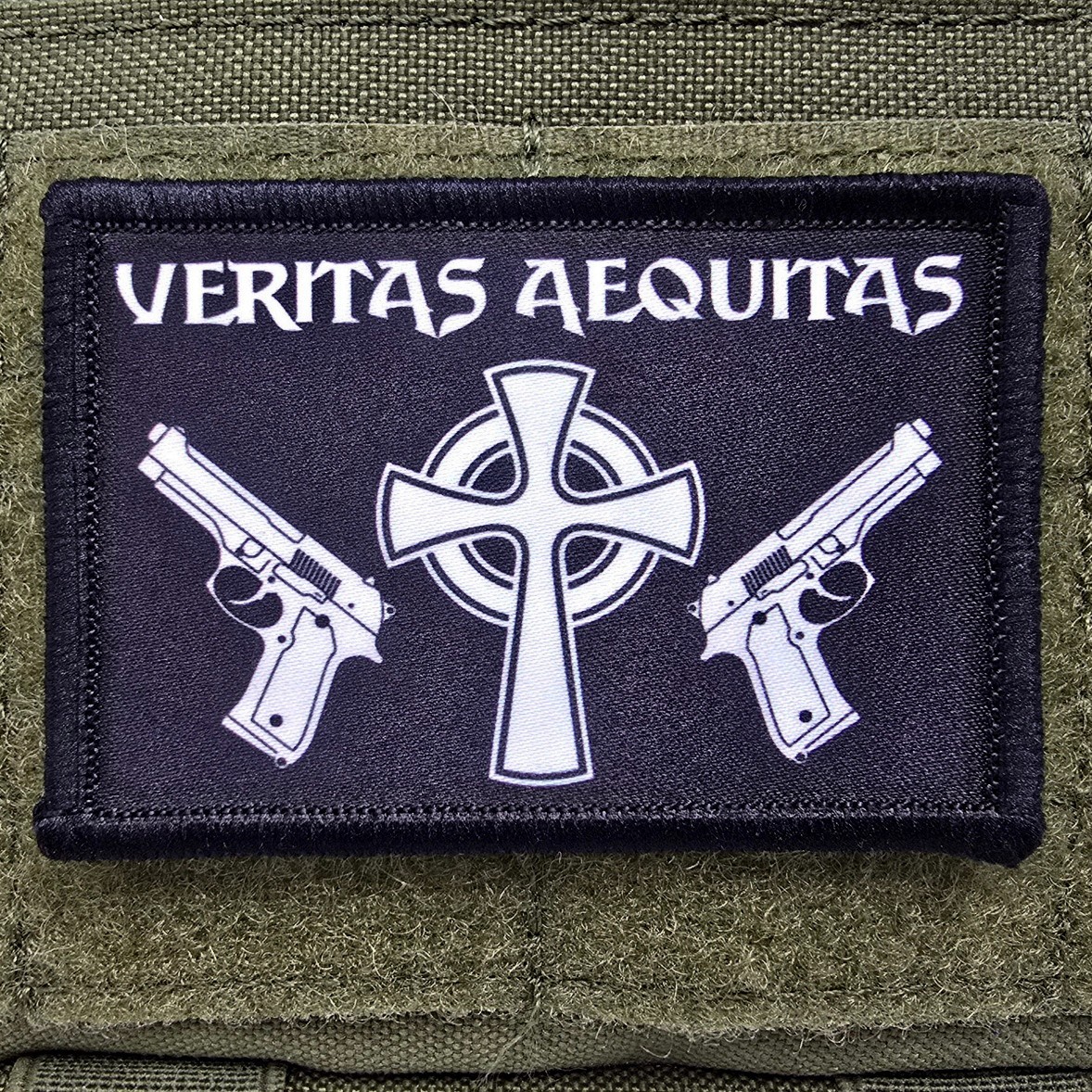 Veritas Aequitas Patch Moral Tactical Truth And Justice USA Flag Hook & Loop 3x2
