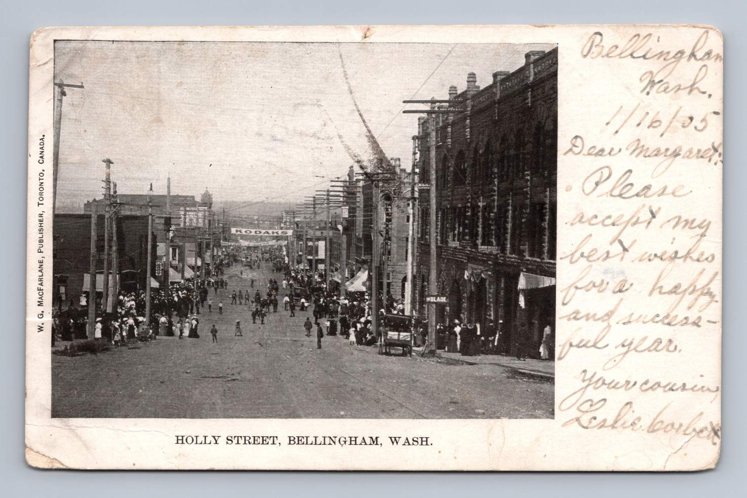 Antique Washington Postcard BELLINGHAM Holly Street Parade 1905