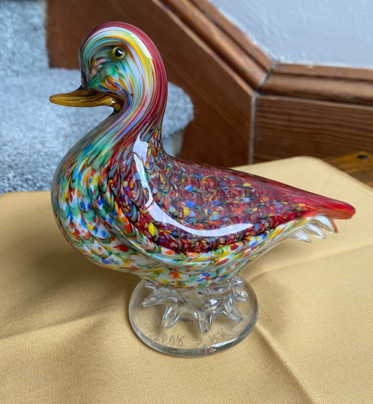 VTG Murano Glass Duck Figurine La Tour d'Argent Paris Archimede Seguso Sticker