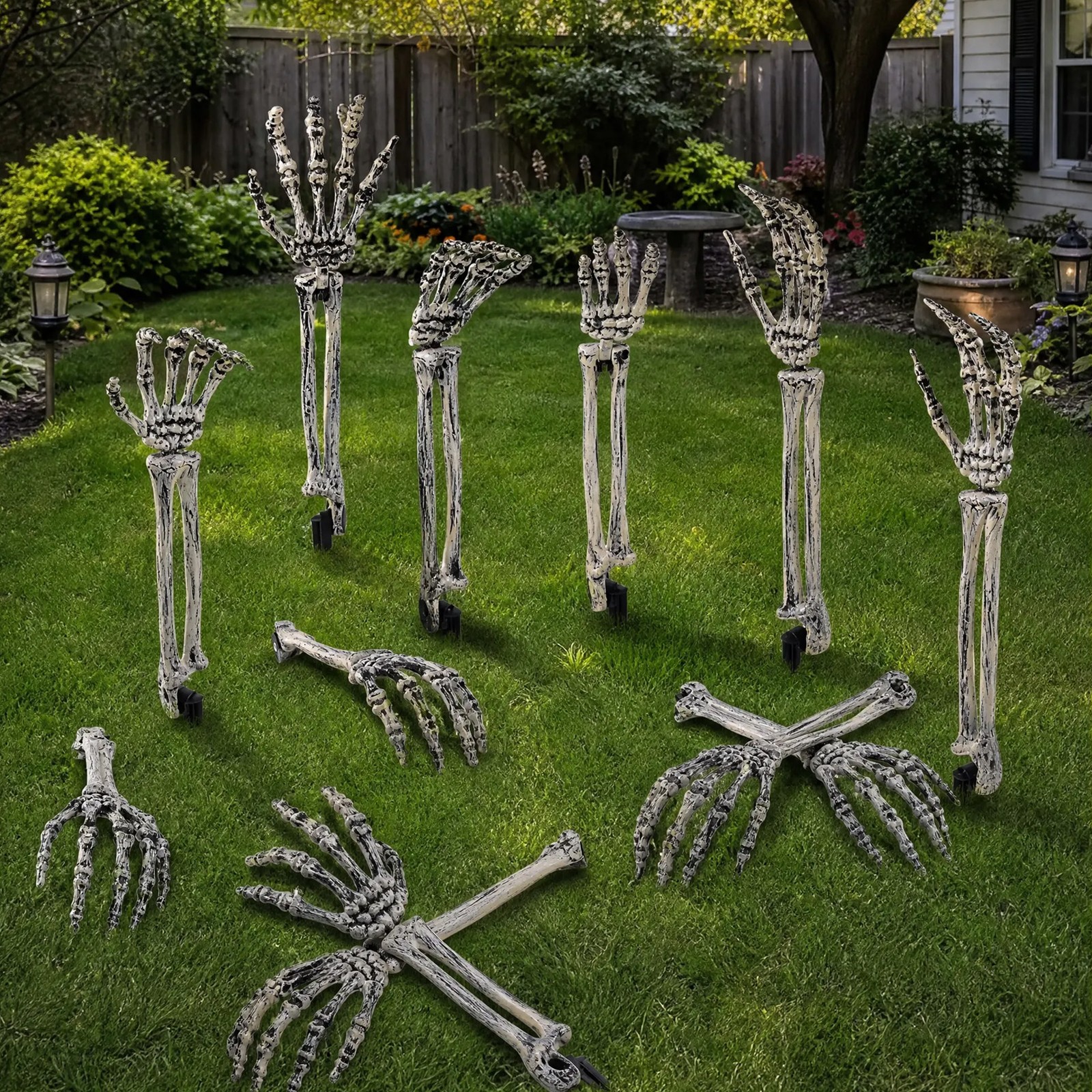 6 Pairs Skeleton Hand Yard Stakes – Halloween Skeleton Arm Outdoor Decor