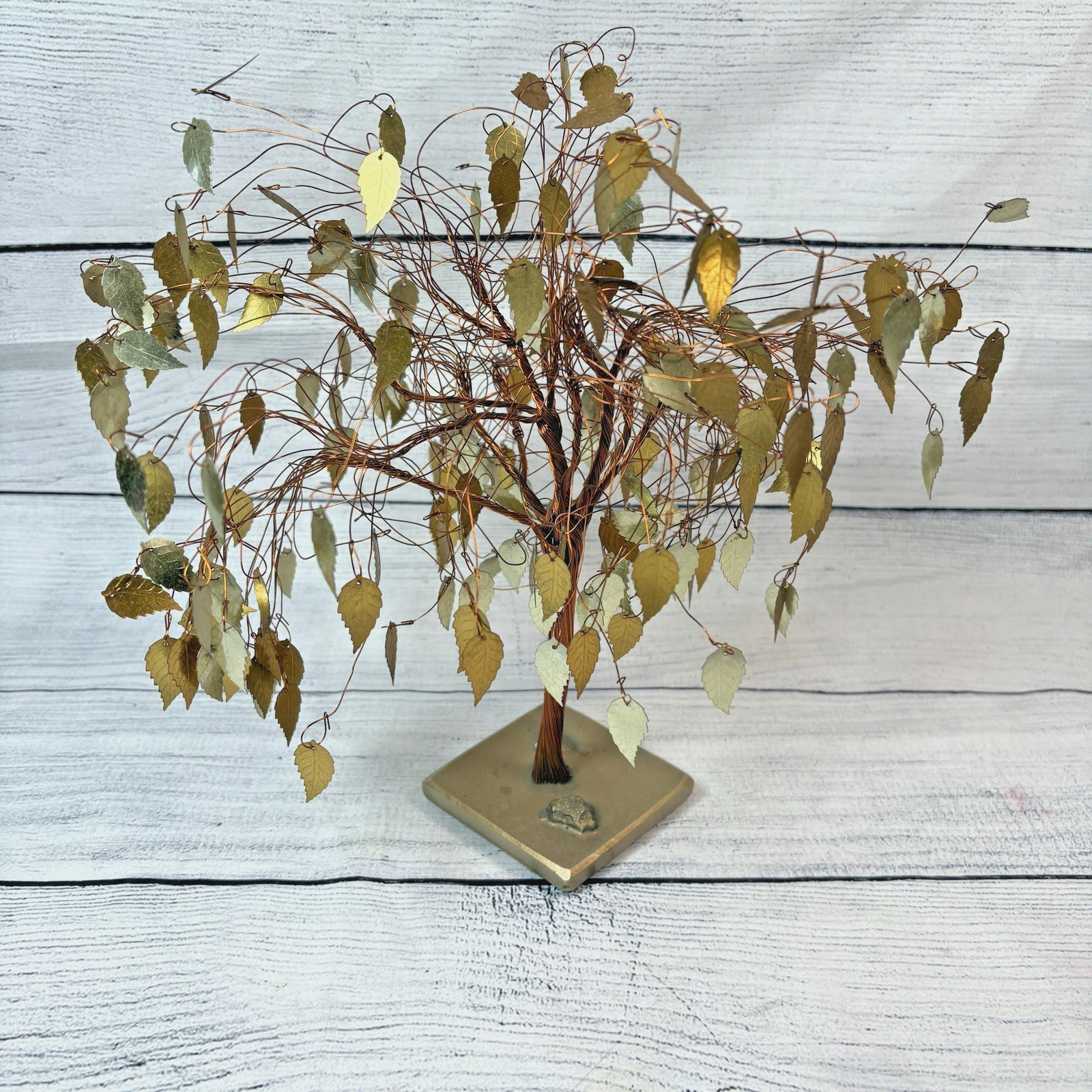 Vintage Copper Gold Leaf Twisted Wire Money Dream Tree 11\