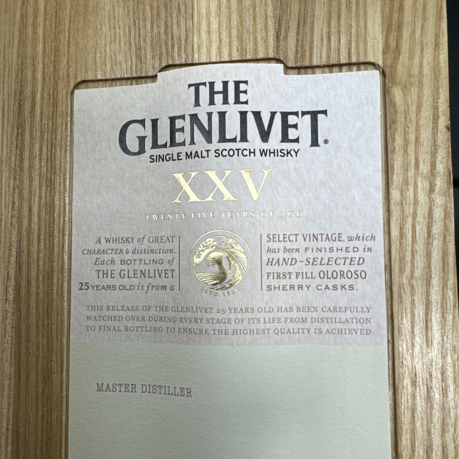 The Glenlivet XXV 25 Years  Book & Serial Number