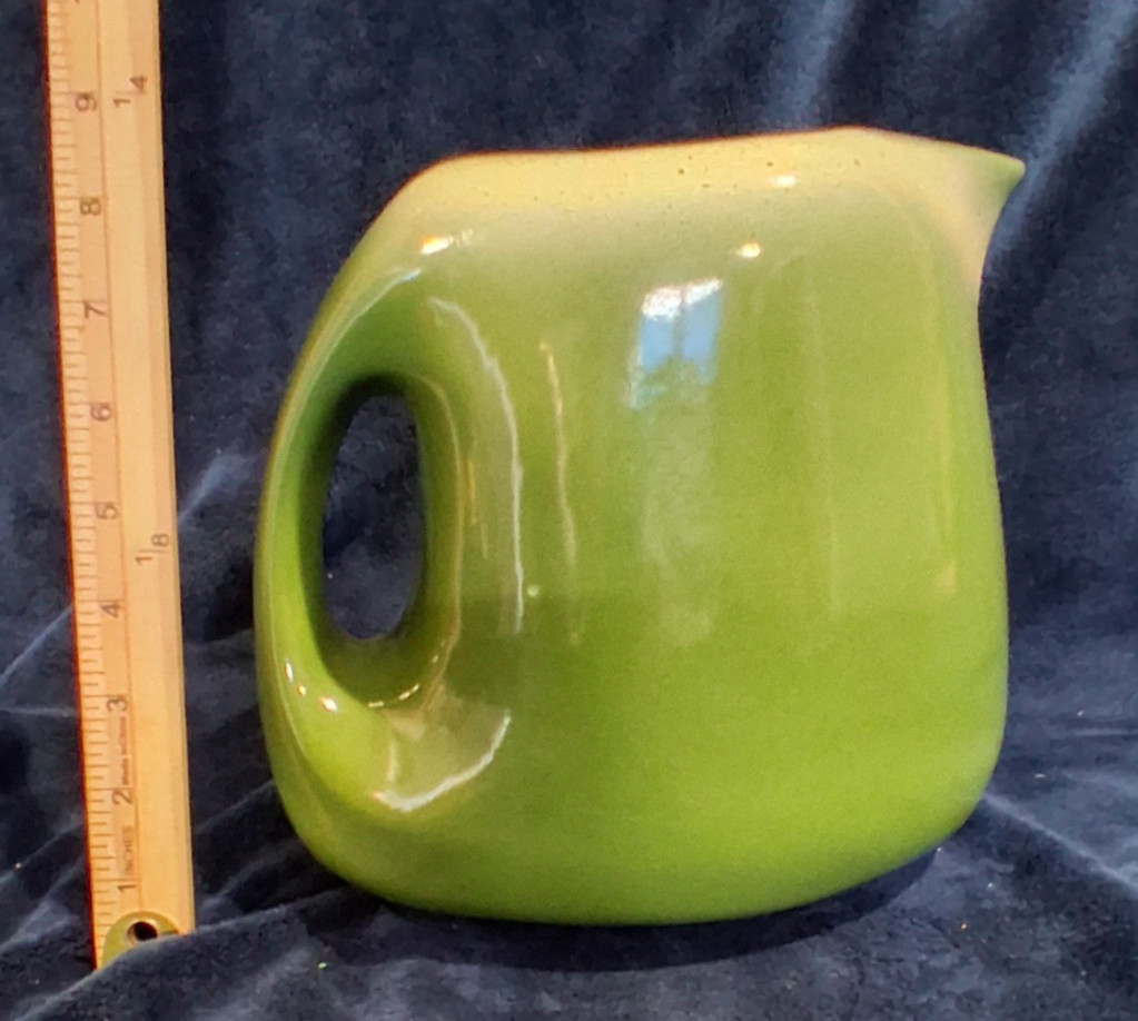 Vtg RARE MCM Tamac Pottery Pitcher Avocado Green Biomorphic Perry Vtg RARE MCM Tamac Pottery Pitcher Avocado Green Biomorphic Perry