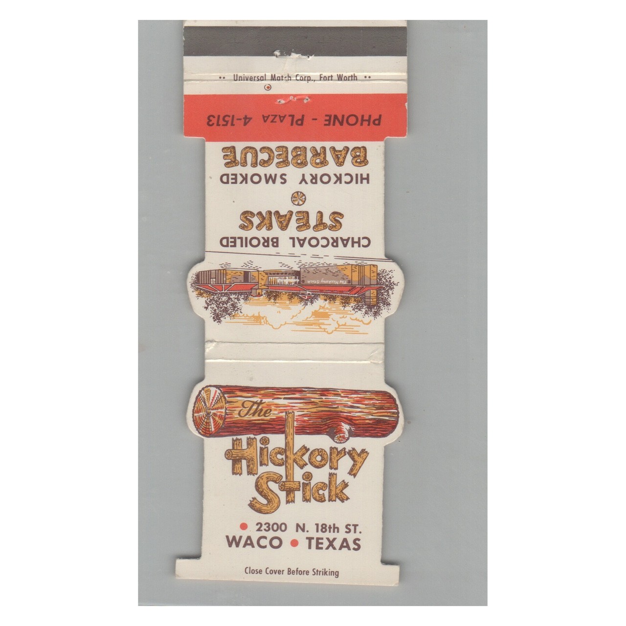 Matchbook Cover The Hickory Stick Restaurant Waco TX