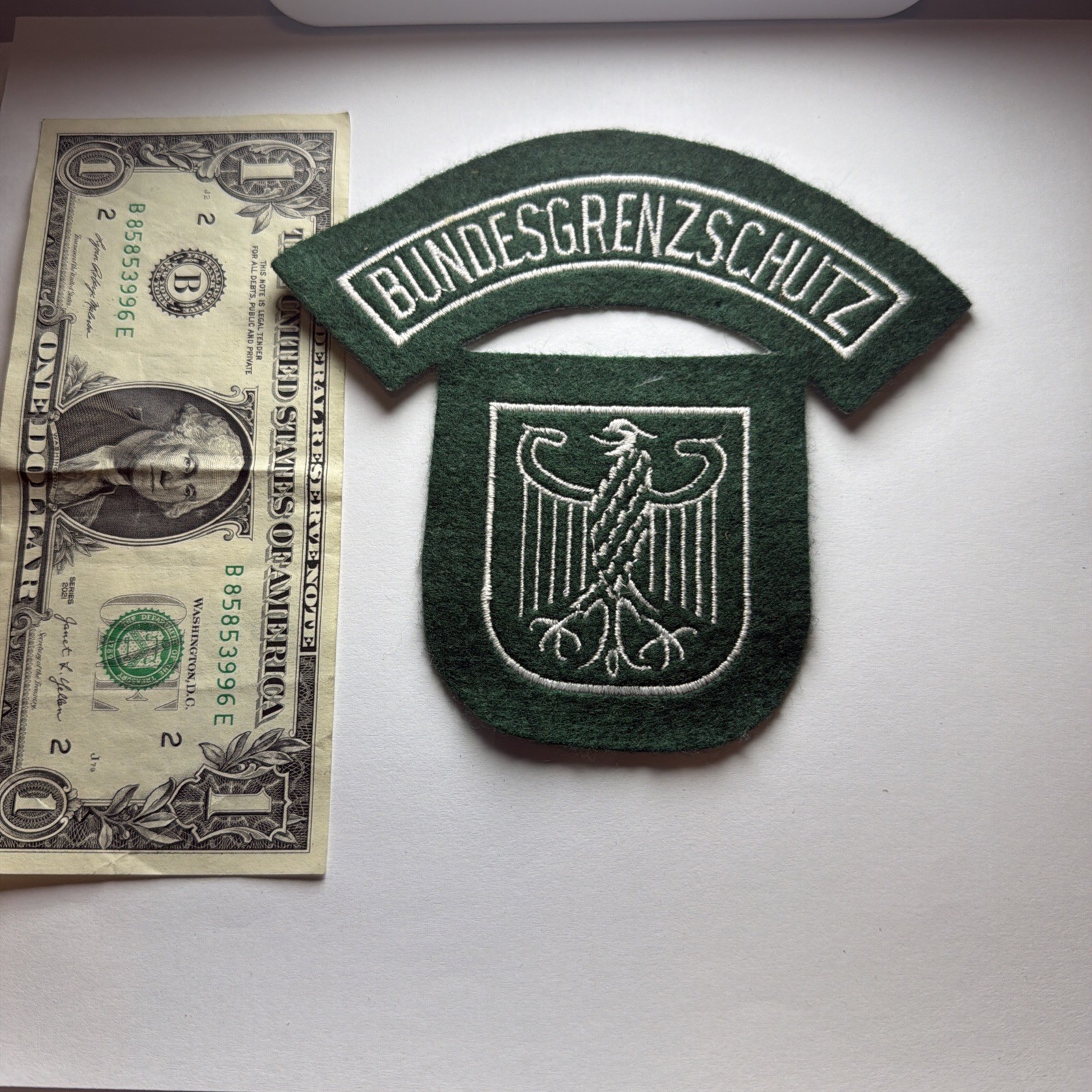 Pair UNCUT West German BGS Bundesgrenzschutz Border Guard Insignia Patch Set NOS