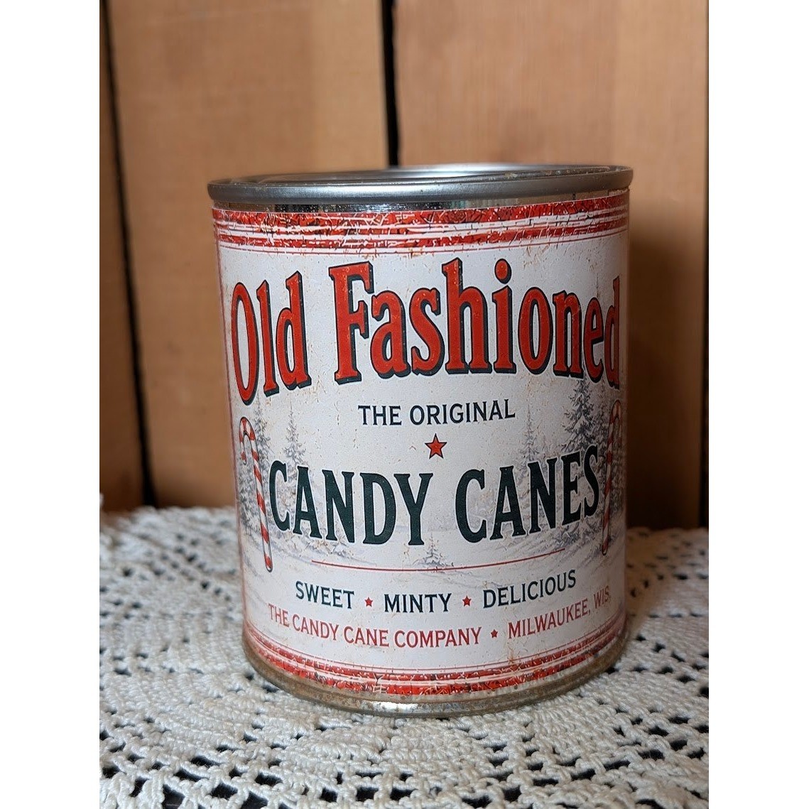Christmas Old Fashioned CANDY CANES Rusty Vintage Inspired Pint Tin