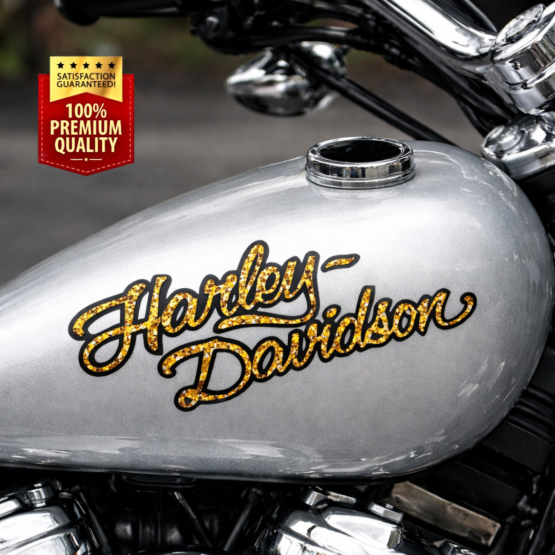 Gold Leaf Harley DAVIDSON Gas Tank Decal set of 2 gold/ flat black