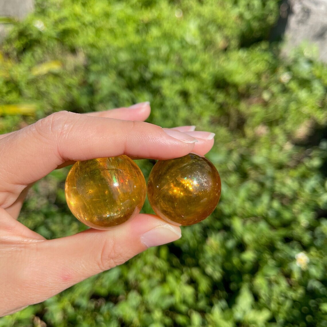1pc Honey Calcite Sphere  Rainbow Calcite Sphere