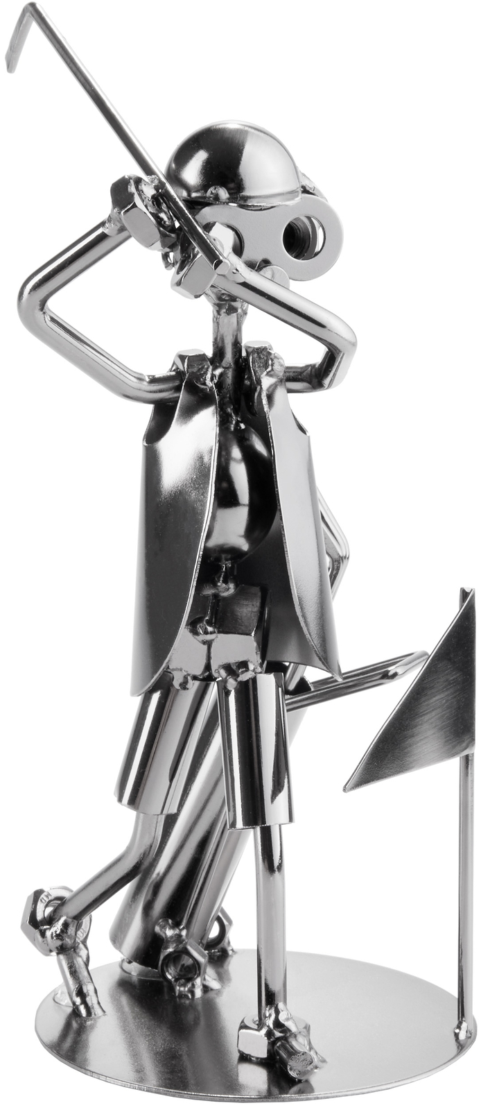 BRUBAKER Nuts and Bolts Sculpture Golf Player - Handmade Metal Man Figure Golf