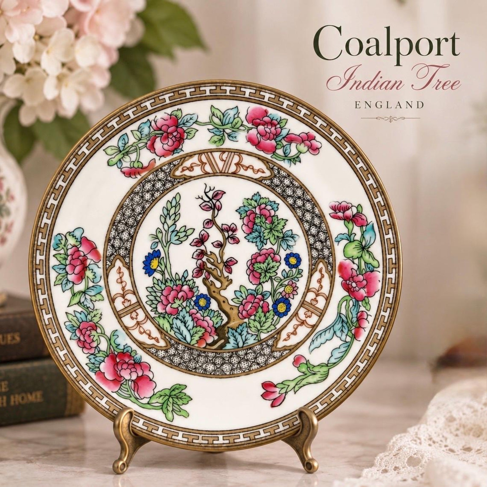 Antique Coalport Indian Tree Porcelain Dessert Plate England 1891-1919 6.75 in.