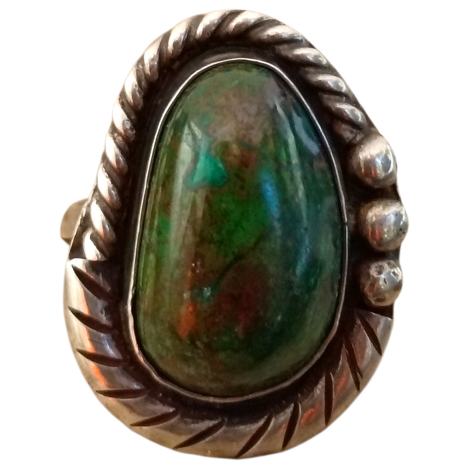 Amazing Vintage Navajo Green Royston Turquoise Sterling Silver Ringsz7.90 Amazing Vintage Navajo Green Royston Turquoise Sterling Silver Ringsz7.90