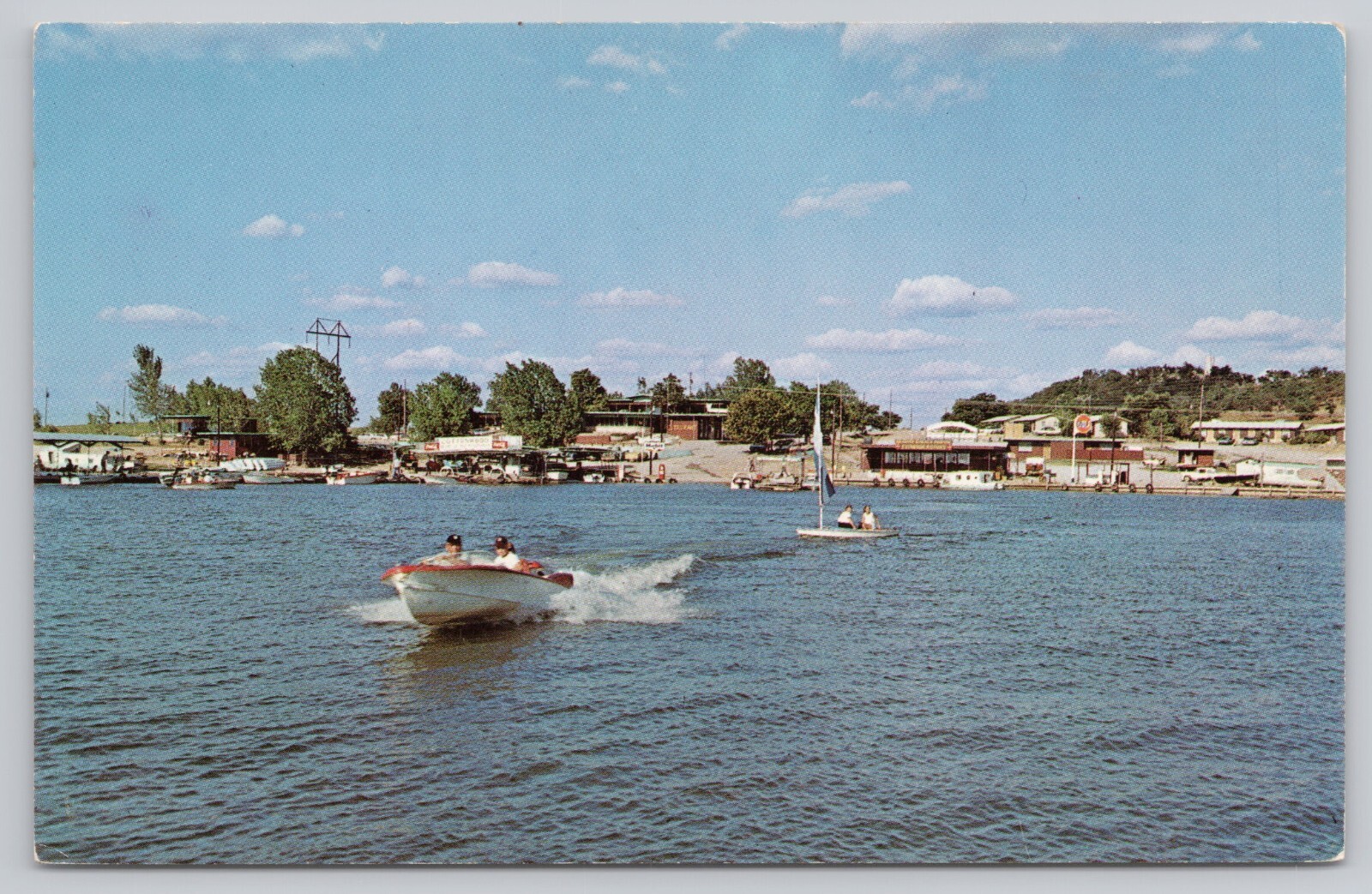 Marble Falls Texas Lake Lyndon Johnson Boating Cottonwood Resort SCARCE Postcard