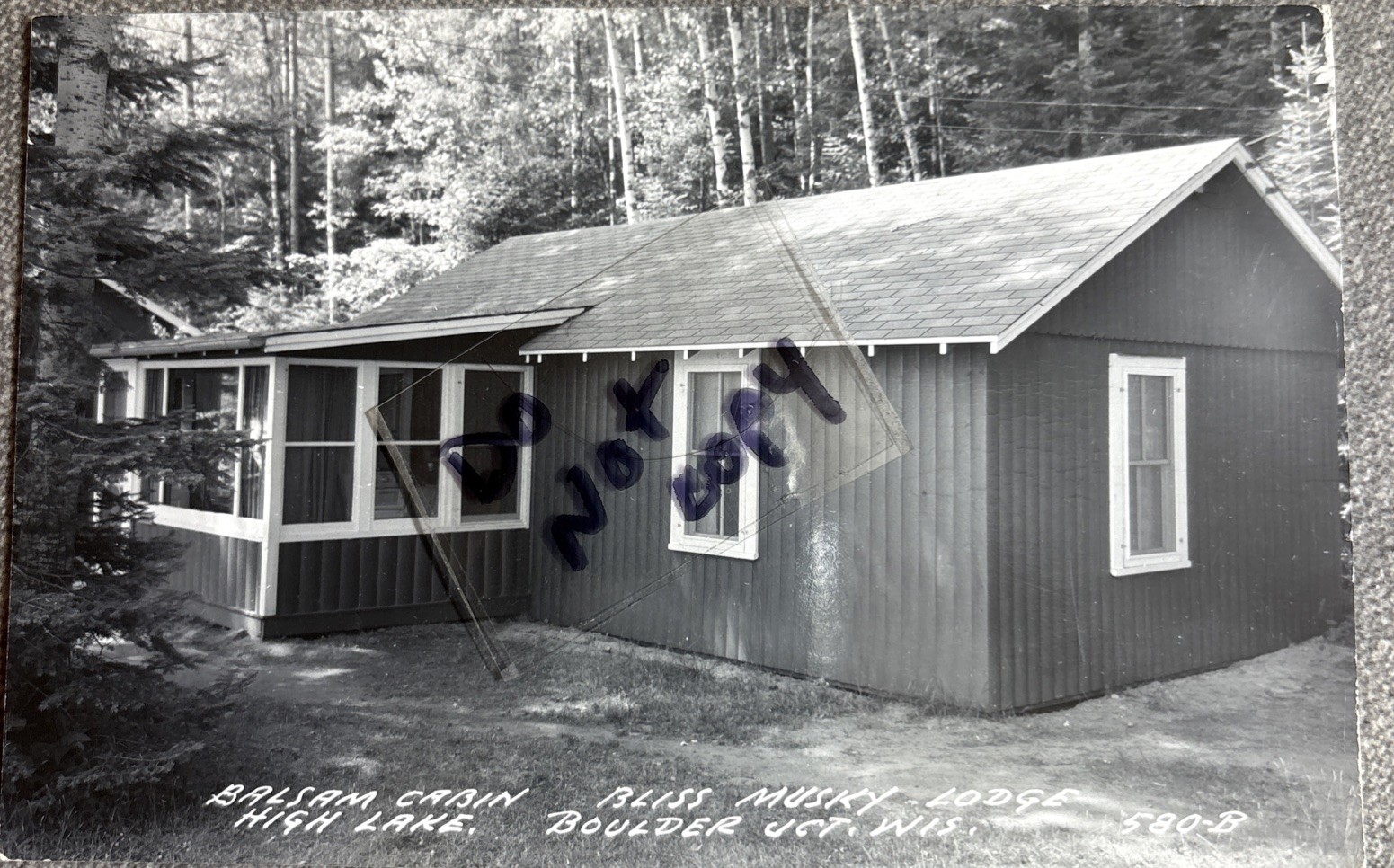 Boulder Junction WI Bliss Musky Lodge Balsam High Lake Postcard RPPC Wisconsin
