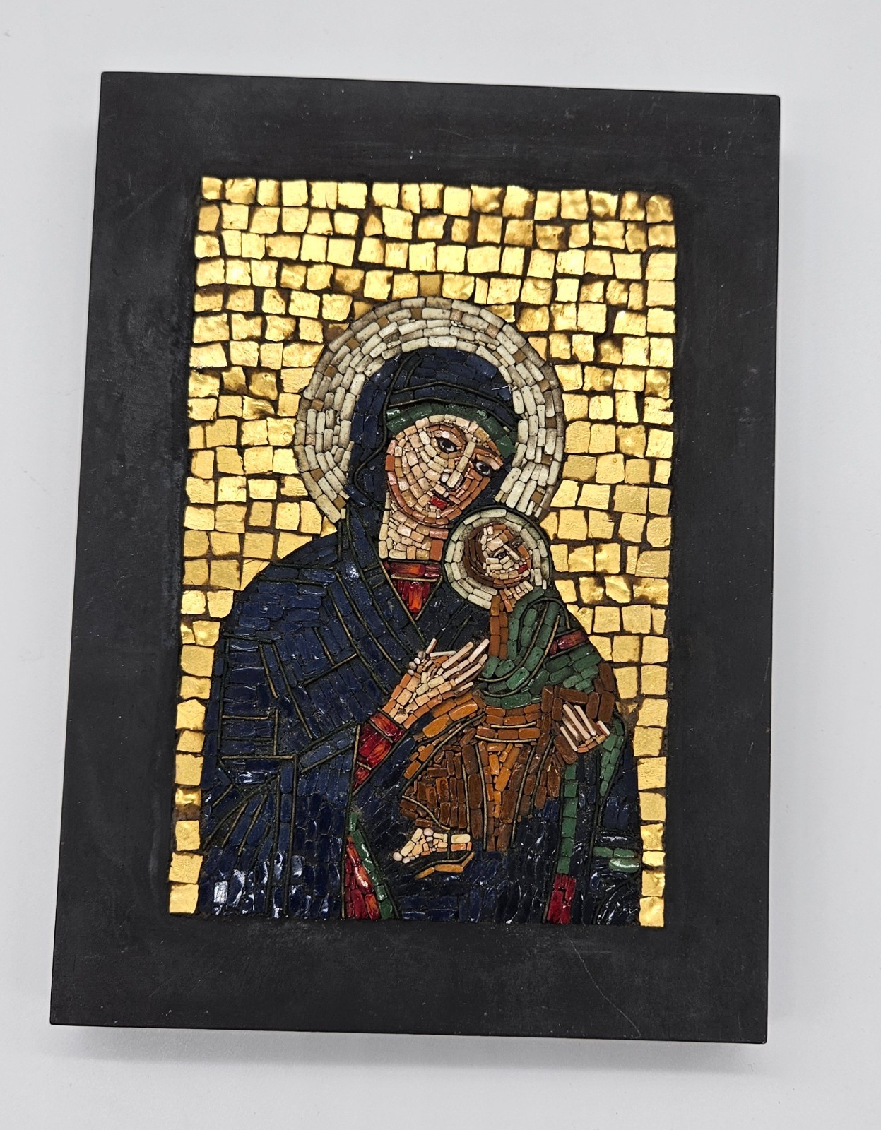 Antique Vatican Studios Italian Mosaic Madonna & Child #2599A Studio Del Mosaica