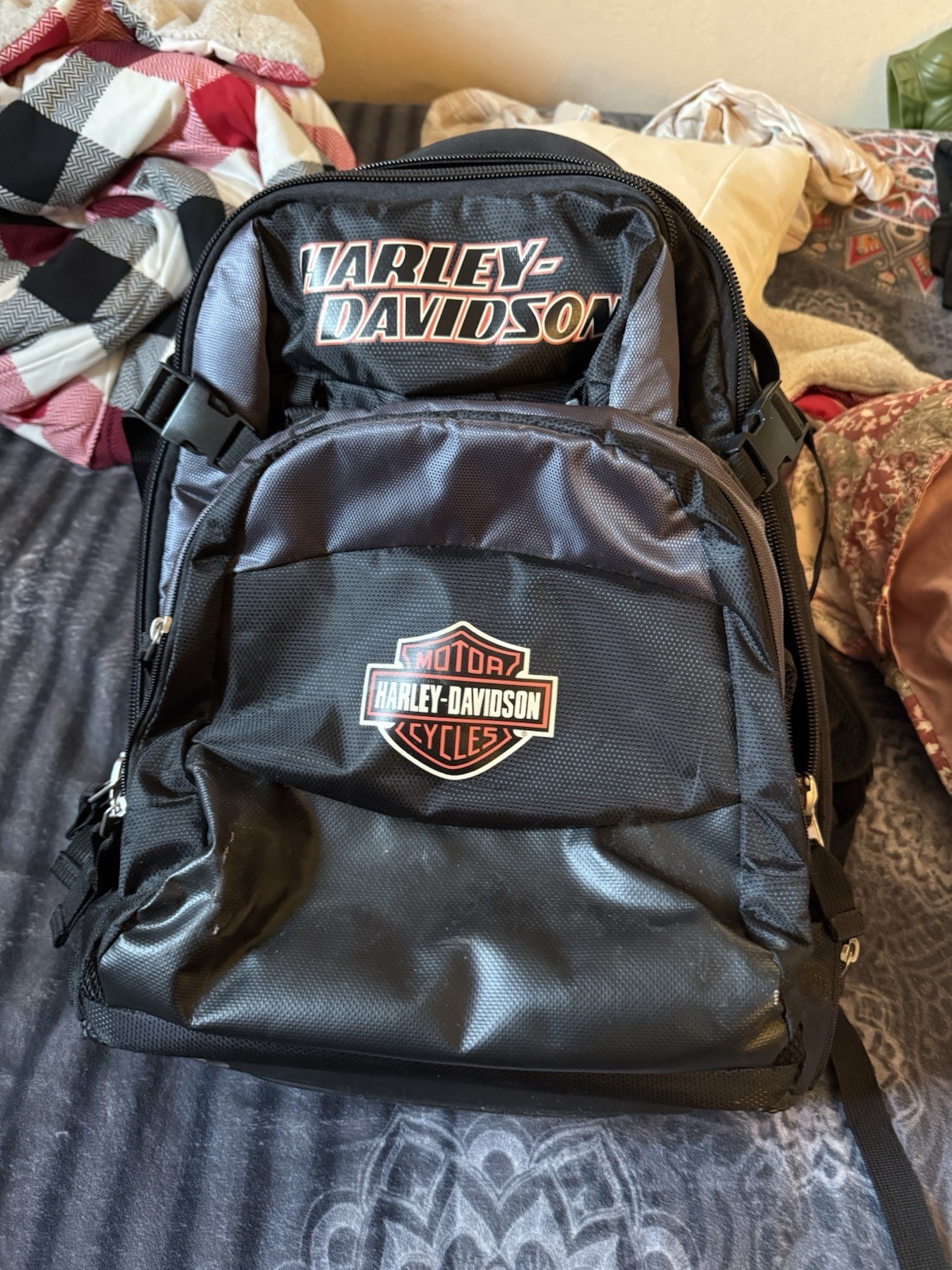 Harley-Davidson Black/Gray Rolling Backpack Wheeled Luggage Bag