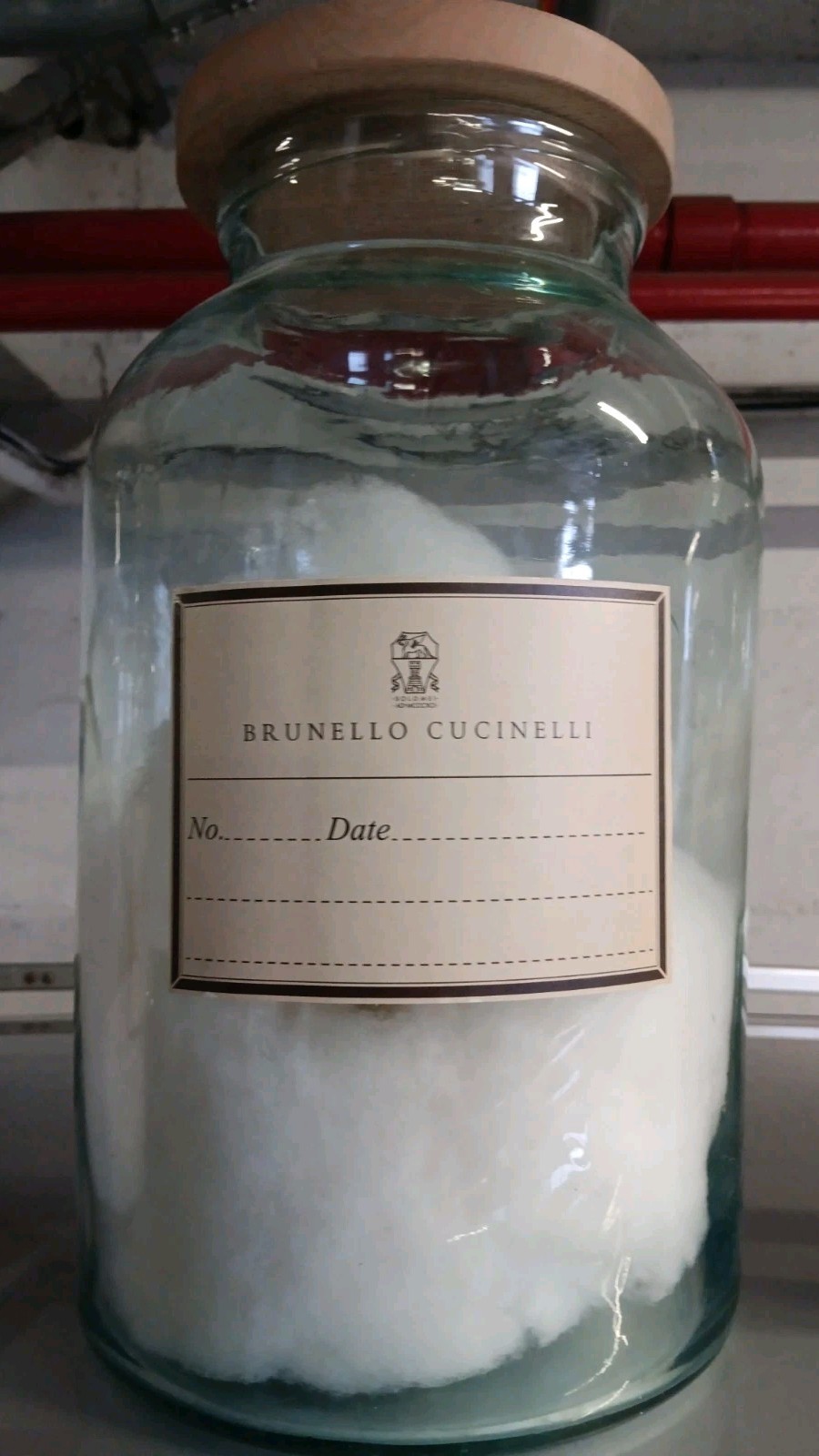 BRUNELLO CUCINELLI Huge Hand-blown Glass Apothecary Jar Bottle Vase w/ Lid 14.5