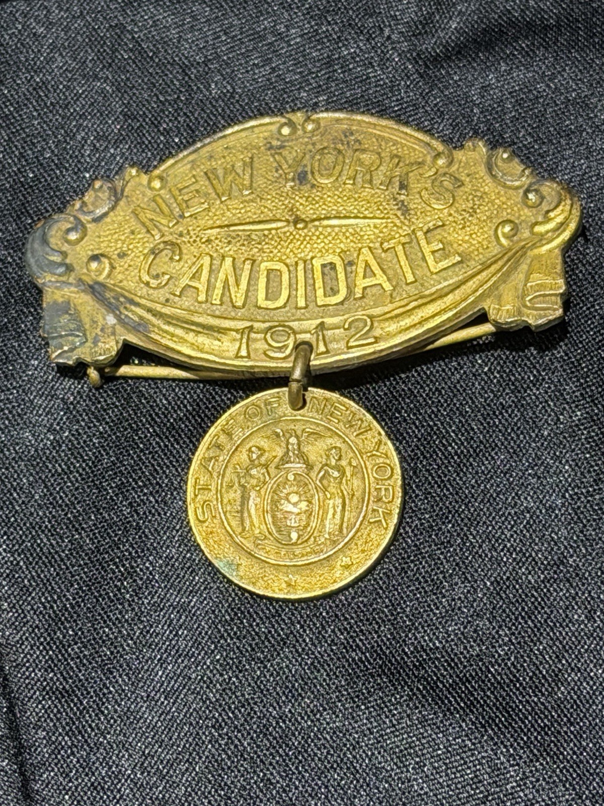 1912 New York Delegate Pin Elections Political Memorabilia Antique Pin