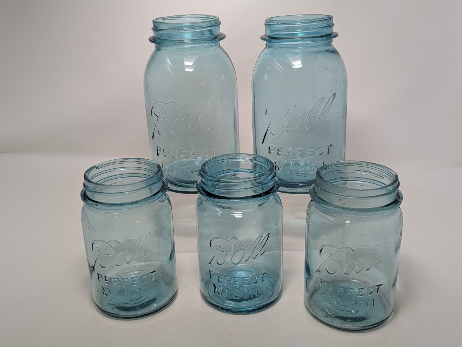 Option 1 (Recommended): Lot of 5 Vintage Aqua Ball Perfect Mason Jars 1913-1915