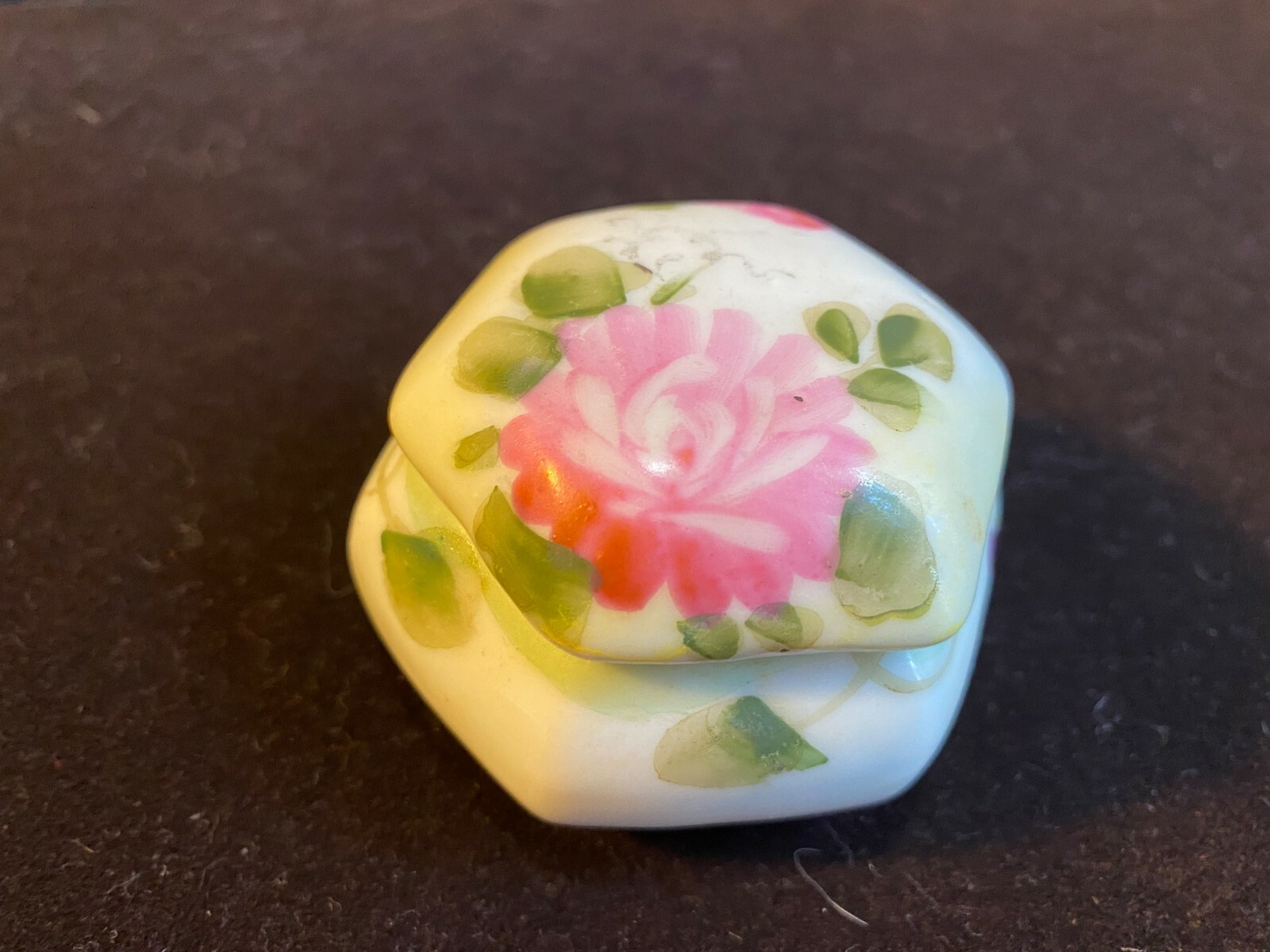 Vintage Bone China Pink Rose Floral Trinket Jewelry Dish
