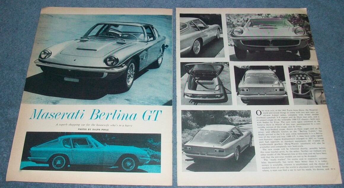 1964 Maserati Berlina GT Vintage Road Test Info Article \
