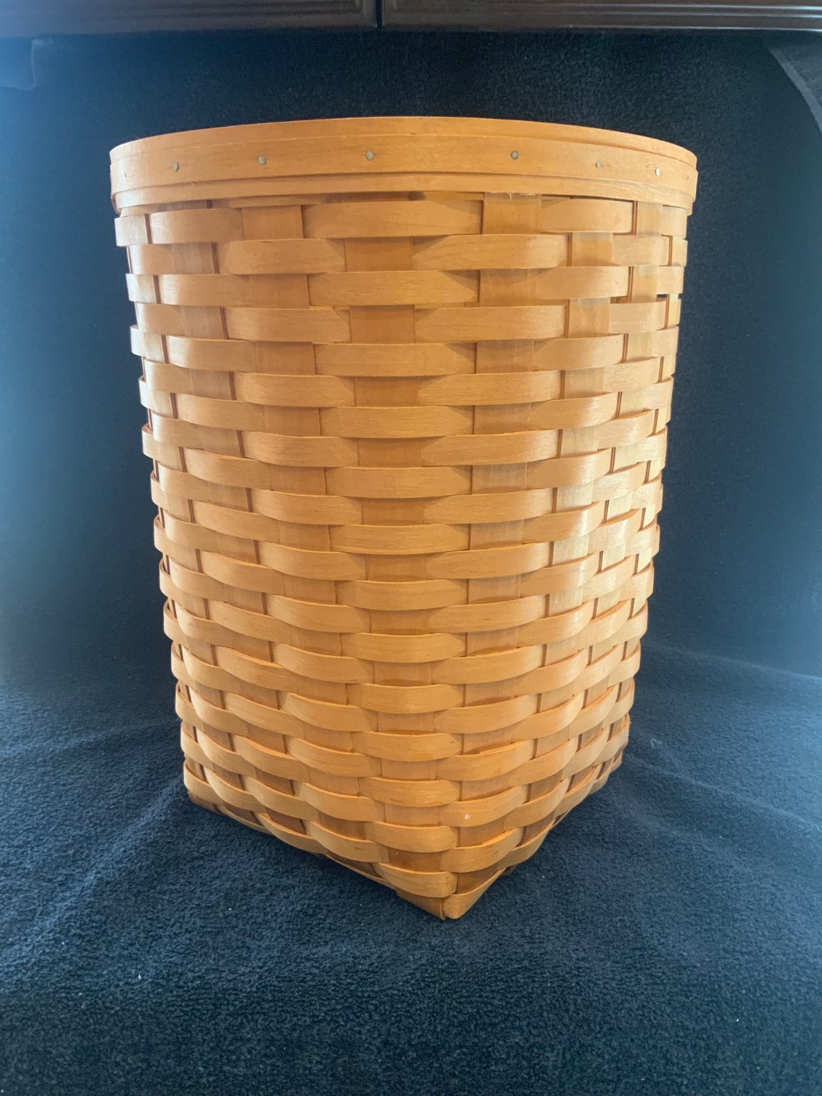 Vintage 1994 Royce Craft Handmade Woven Wood Basket 15” Tall – Signed Ohio Farmh