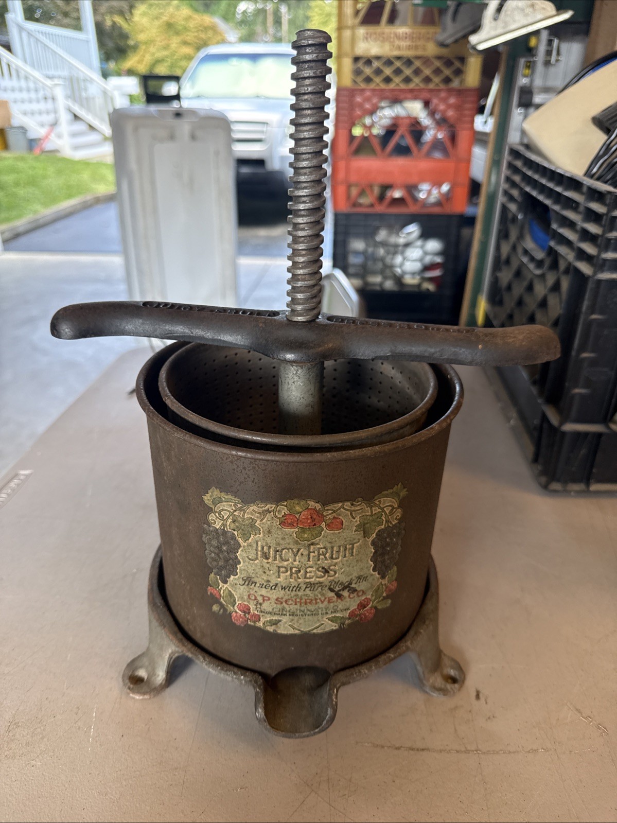 Vintage Juicy Fruit Press No.3 Cast Iron 3 Qt O.P. Schriver Co. Cincinnati OH