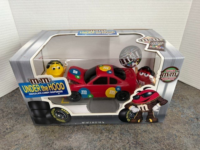 M&M\'s Under The Hood Red Race Car M&M Racing Candy Dispenser NIB RARE