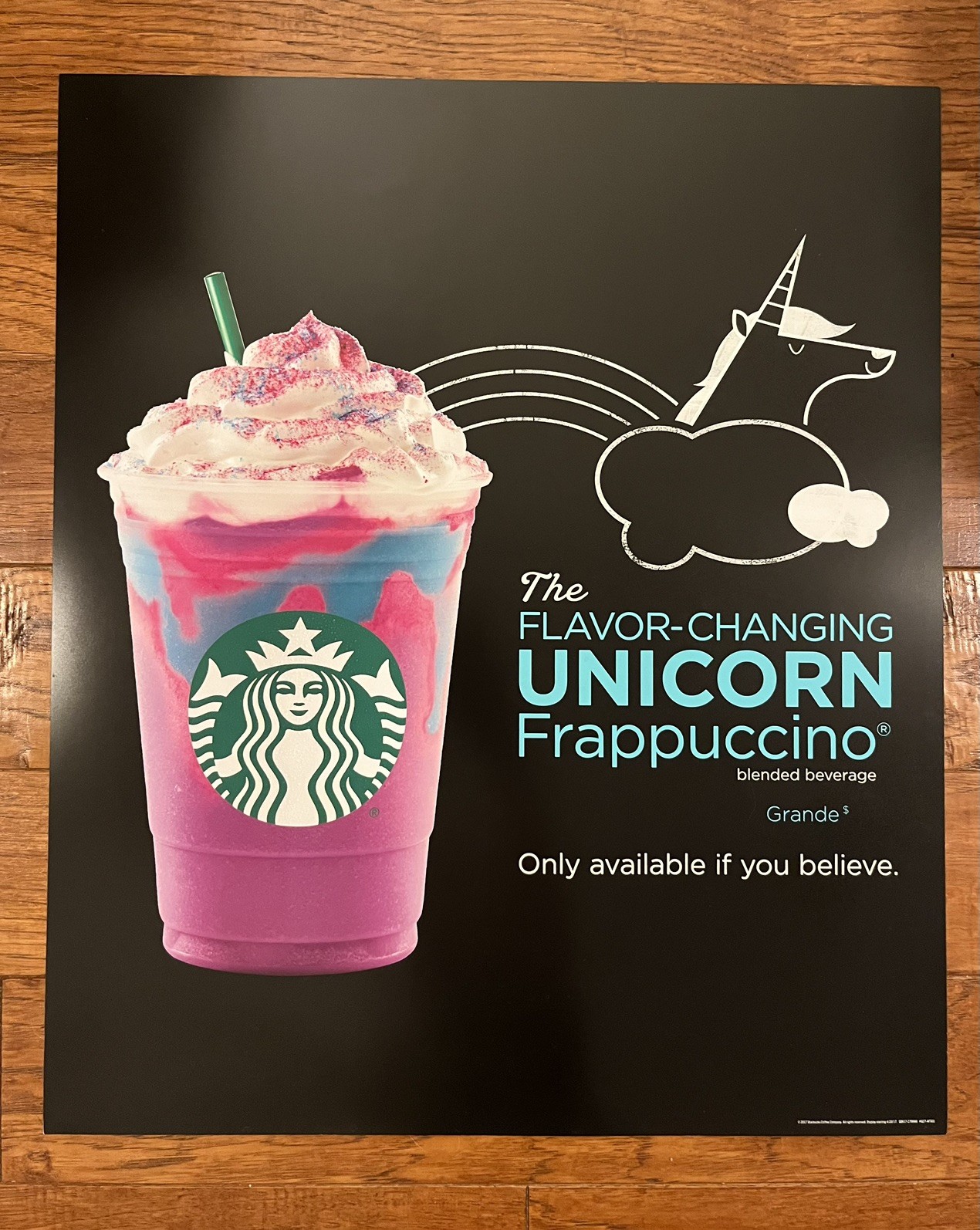 Starbucks UNICORN FRAPPUCCINO Original 2017 Poster - Measures 26 x 22 inches Starbucks UNICORN FRAPPUCCINO Original 2017 Poster - Measures 26 x 22 inches