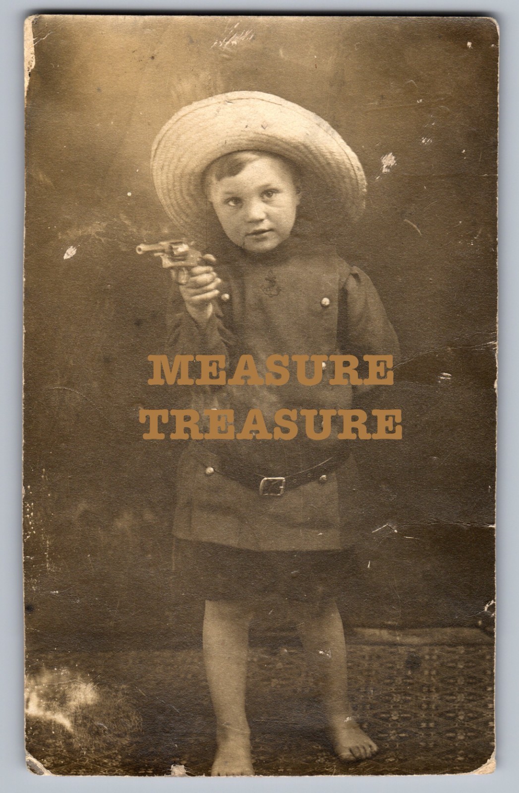 C.1913 YOUNG MICHIGAN COWBOY KID GUN HURON SAGINAW PHOTO Postcard P97