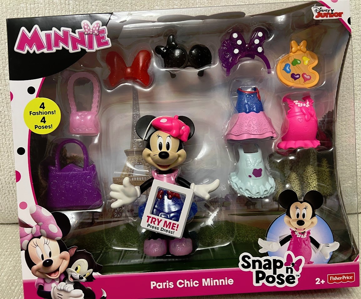Minnie Mouse Paris Chic Snap N Pose Figure Toy Disney Jr Fisher Price NIB