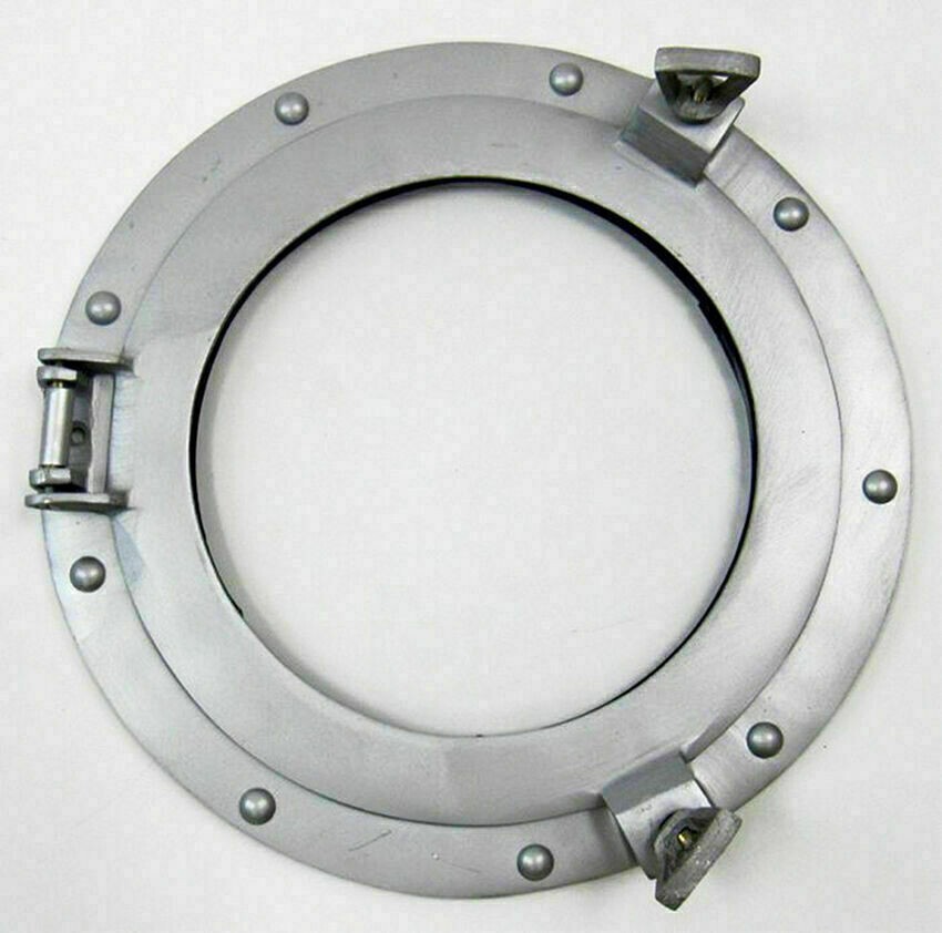 12 inch Porthole Window Glass Aluminum Finish Round Wall Decor Ship\'s Cabin Gift
