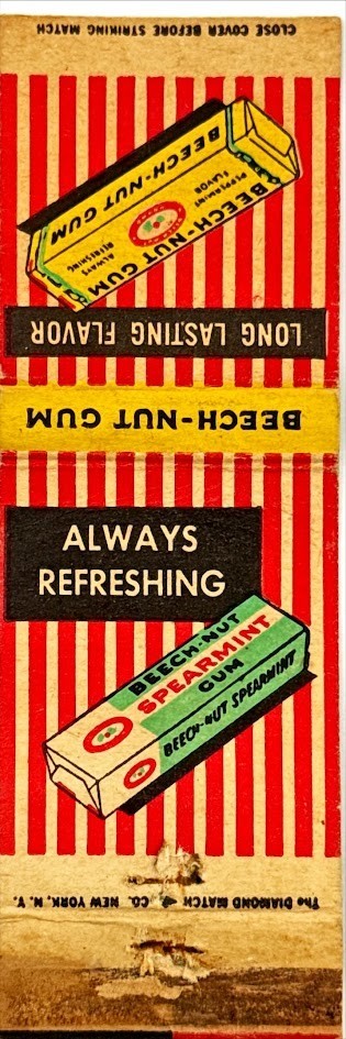 Beech-Nut Spearmint Gum Vintage Matchbook Cover Candy Advertising